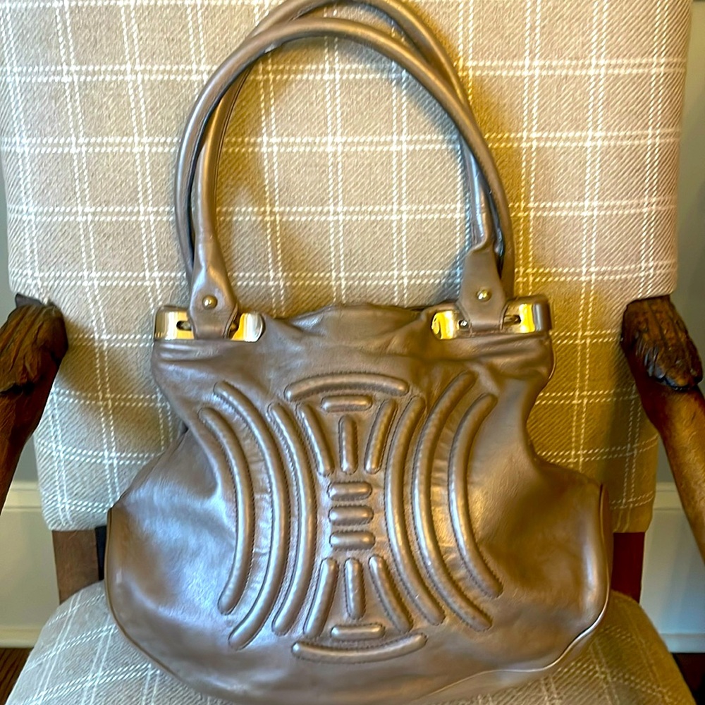 Celine Vintage taupe Metallic shoulder bag
